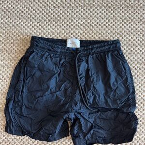 Solid and Striped Black Men's Elastic Waist Swim Shorts